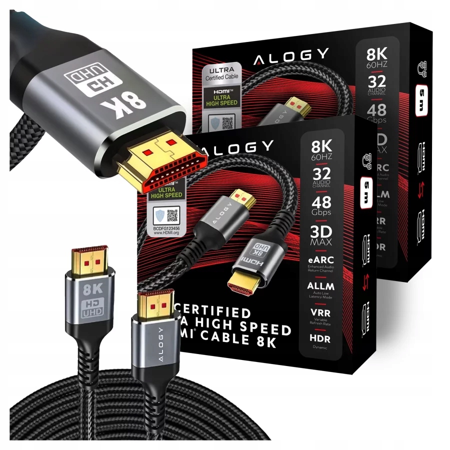 2x Hdmi 2.1 kabel Premium Ultra High Speed 8K/60HZ 4K/120HZ 5 m Certifikát