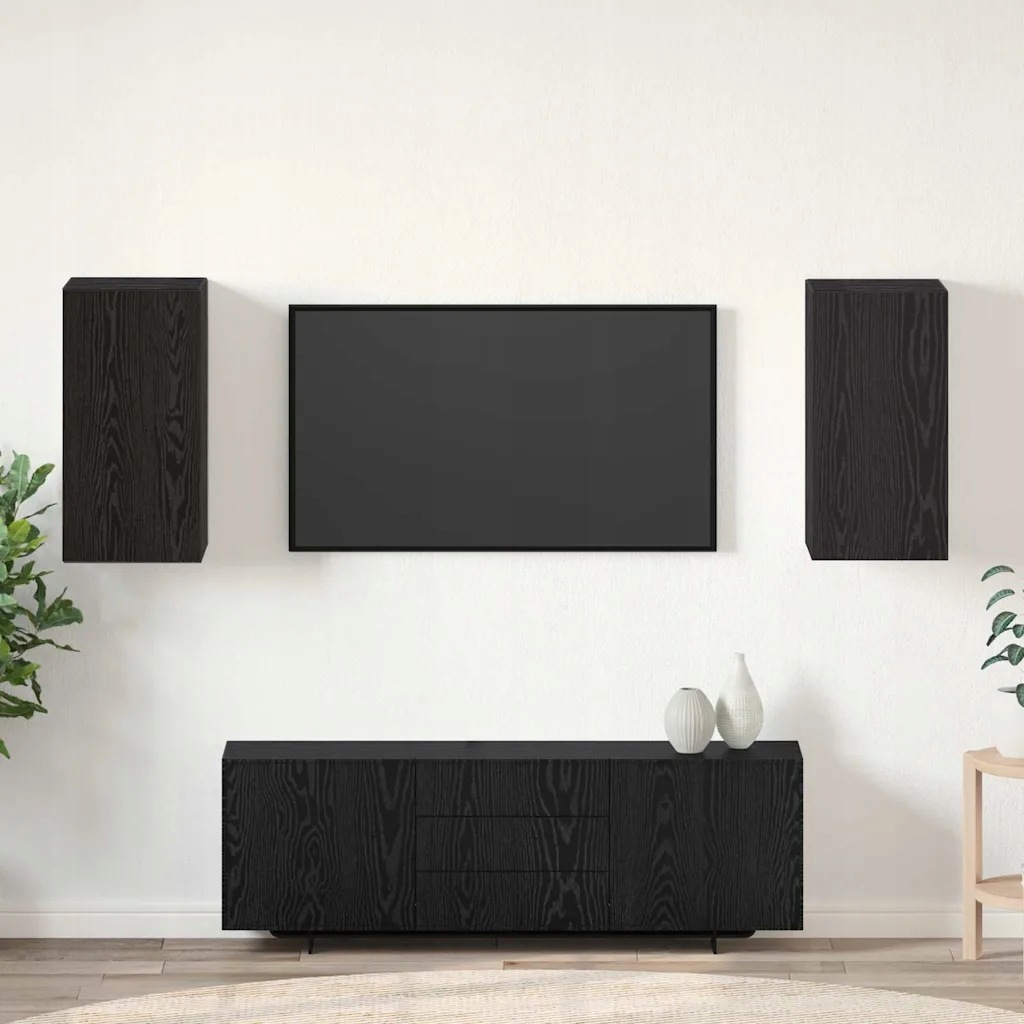 vidaXL Szafka na Telewizor na Ścianę 2 pcs Czarny Dąb