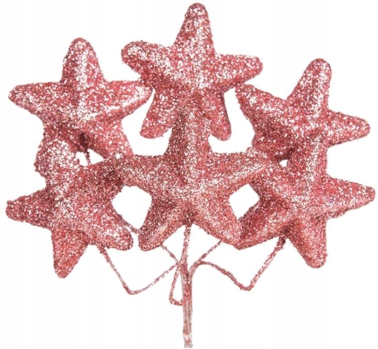 GWIAZDKI BROKATOWE PIK GWIAZDKA ROSE GOLD 4CM 6SZT