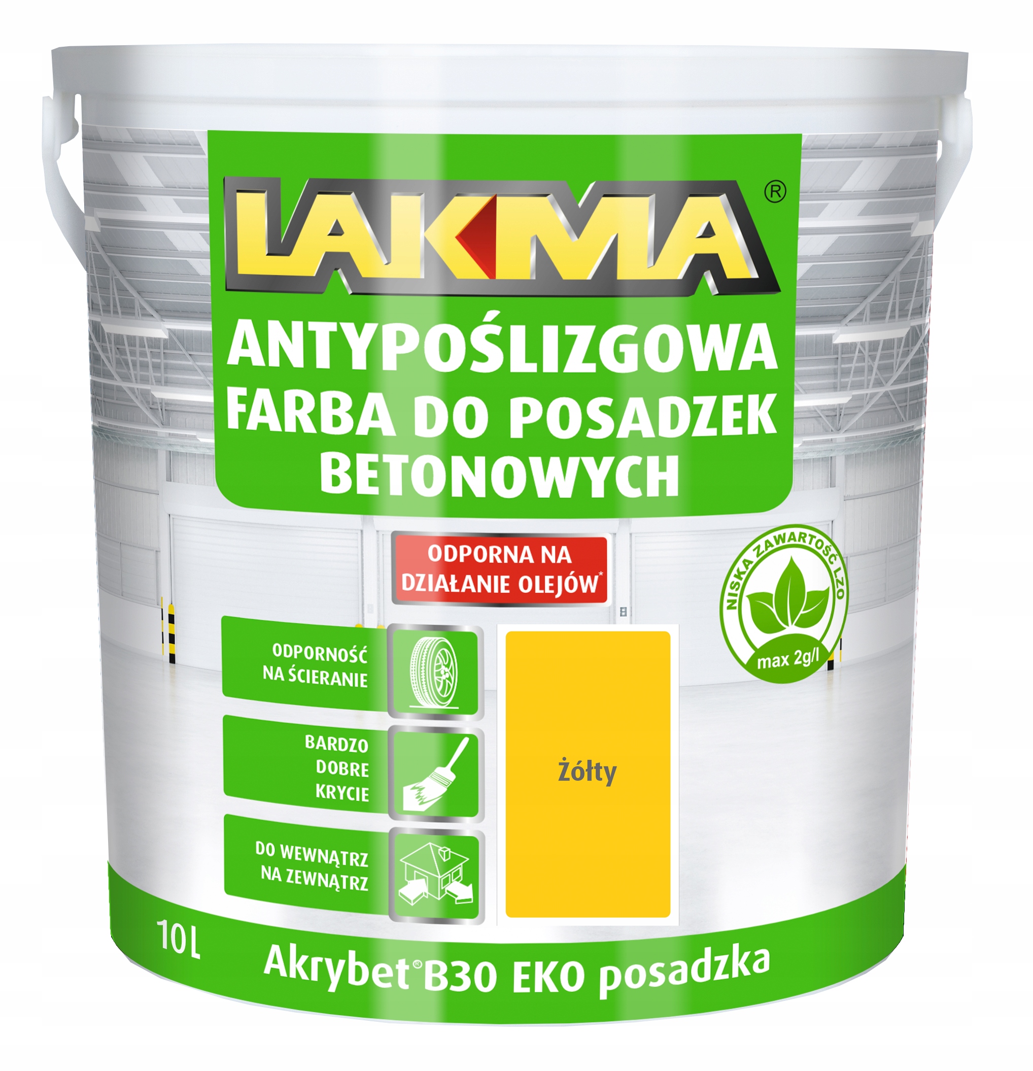 Outlet Lakma Akrybet B-30 Eko Farba do Betonu Posadzki Akrylowa Żółta 10L