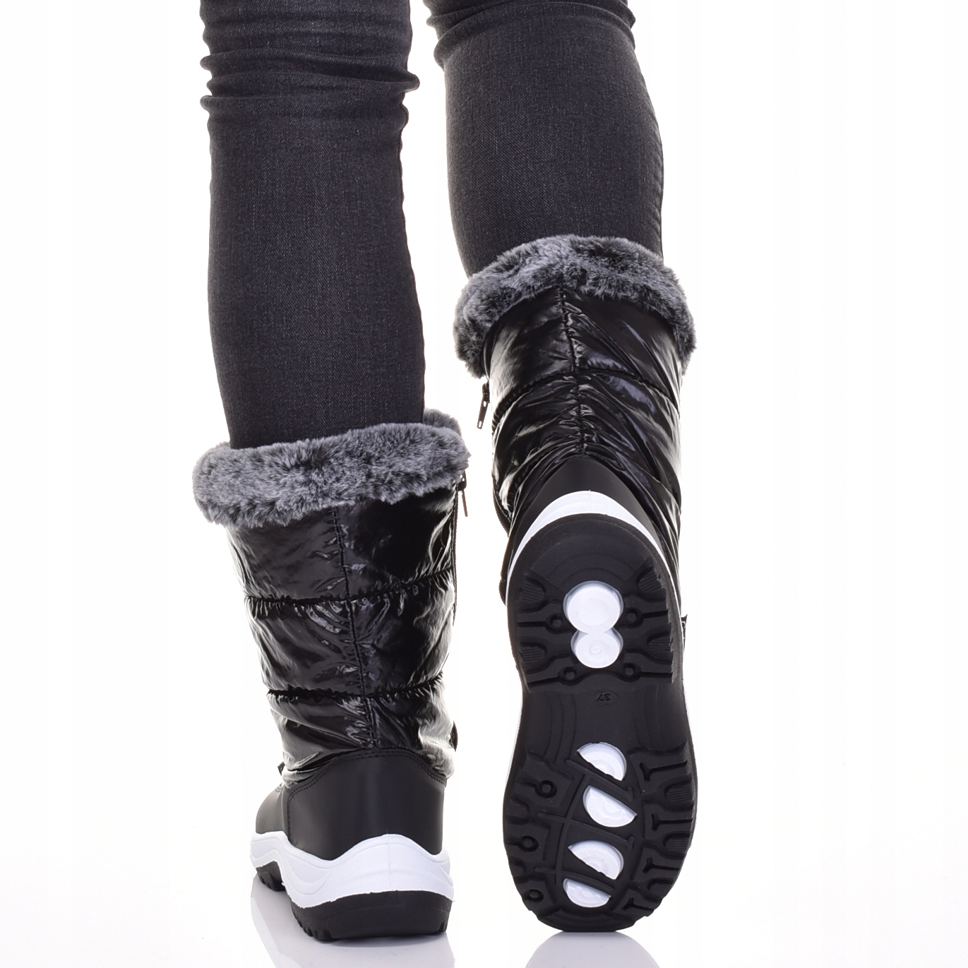 WYSOKIE BARDZO CIEPŁE ŚNIEGOWCE DAMSKIE BUTY ZIMOWE Z FUTERKIEM JAKOŚĆ Długość wkładki 26 cm