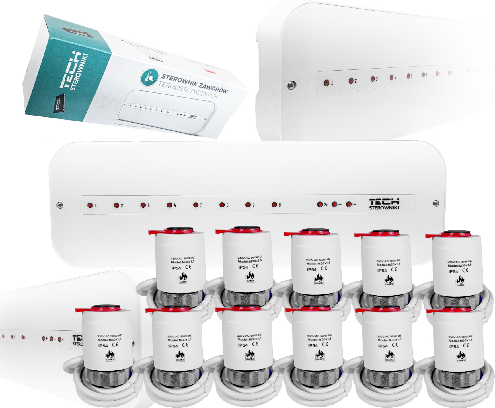 Ovládací Lišta L-5-S Slim +11 Termoelektrické Pohony M30NC 230V Damix