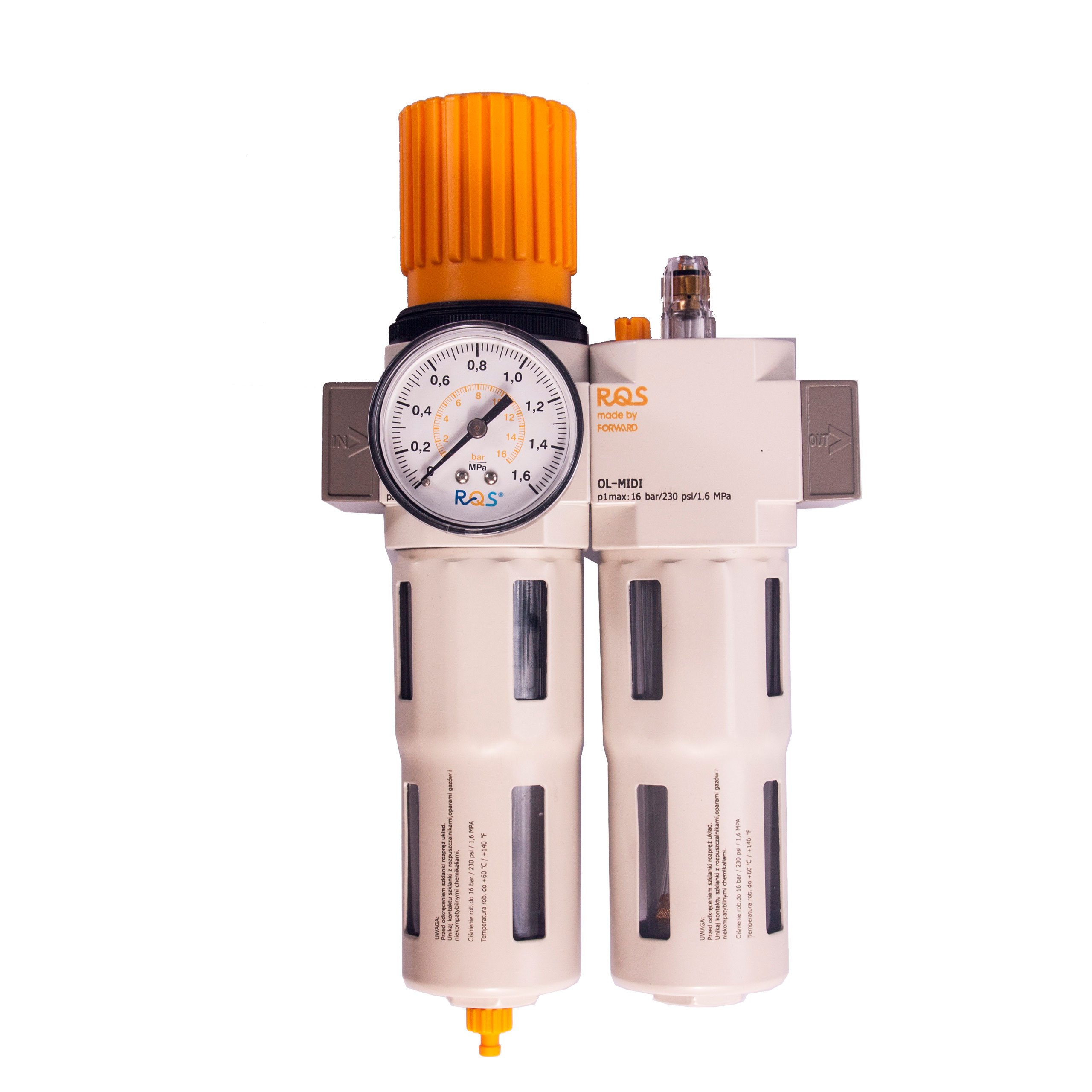Reduktor+Filtr+Naolejacz RQS 1/2" 40mikr RECTUS MIDI 40 mikron.