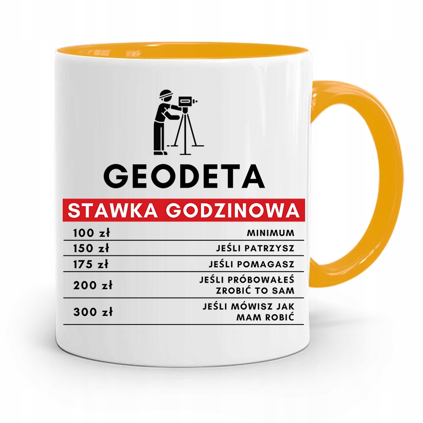 

Kubek Żółty Geodety Geodeta Stawka Godzinowa