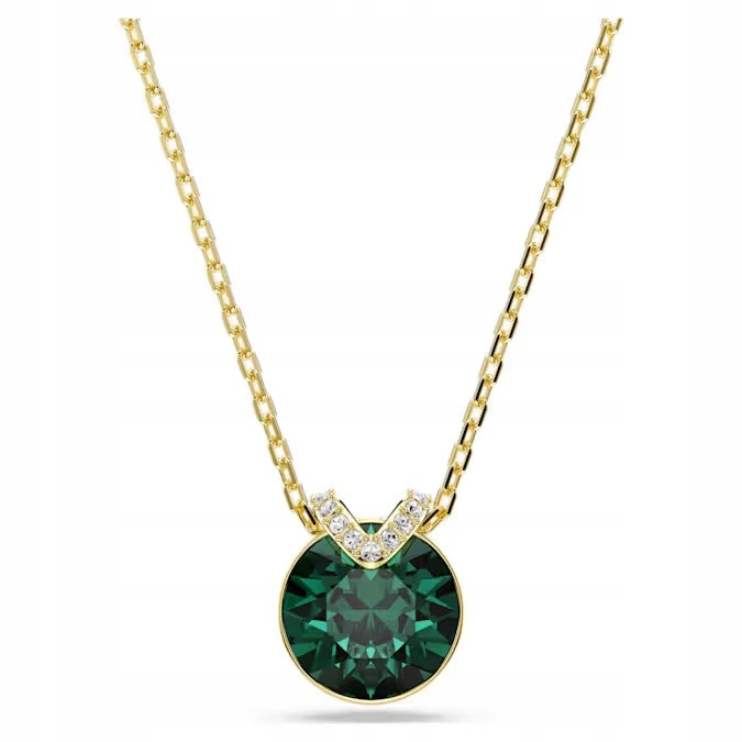 Náhrdelník Swarovski Bella V Ocel pozlacený Křišťál zelený nastavitelný