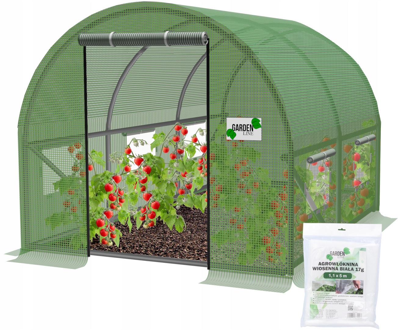 Fóliový záhradný tunel GardenLine 2 m x 2 m x 2 m zelený, 4 okná