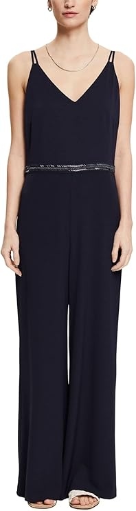 Esprit Tmavě Modrá Kombinéza S Elegantním Páskem Na Ramínkách 32 6FA