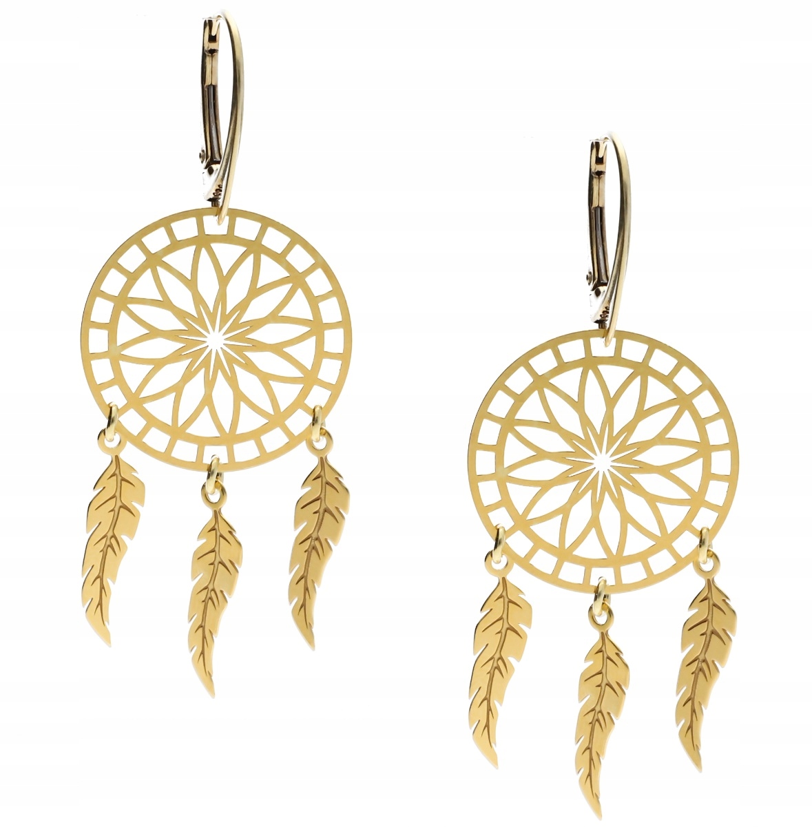 Náušnice zlaté Lapače Snů lapač stříbro 925 6 cm