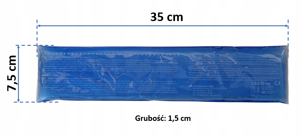 KOMPRES OKŁAD ŻELOWY CIEPŁO ZIMNO 7,5X35 NIEMIECKI Producent wyrobu medycznego MediTrade