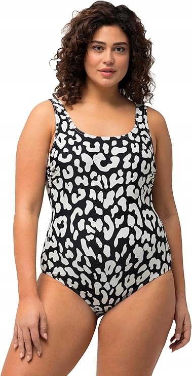 Ulla Popken Dámské Jednodílné Plavky Černé Vzor 50/52 6FA