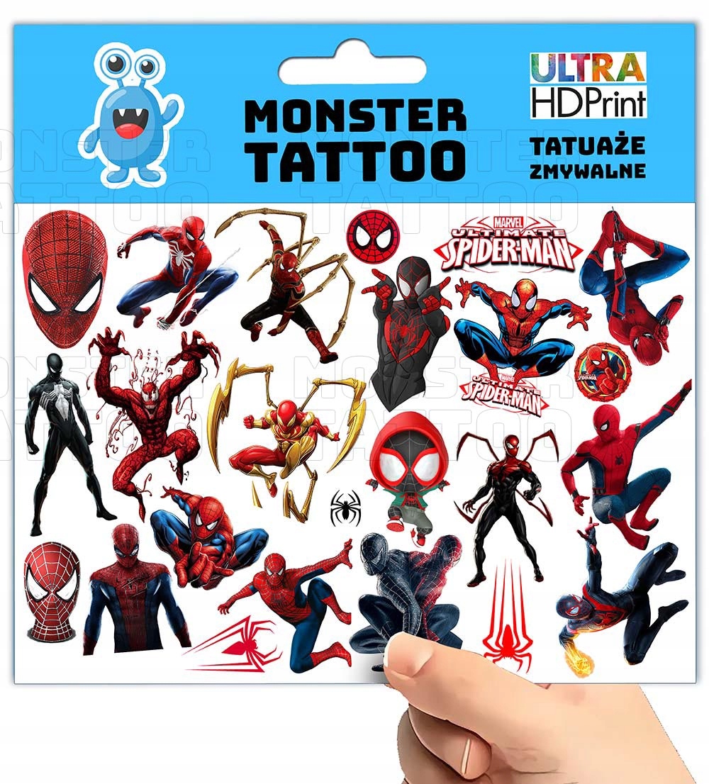 TATUAŻE TYMCZASOWE TYMCZASOWE DLA DZIECI DZIECIĘCE SPIDERMAN WZORY ORYGINAL Marka Inna