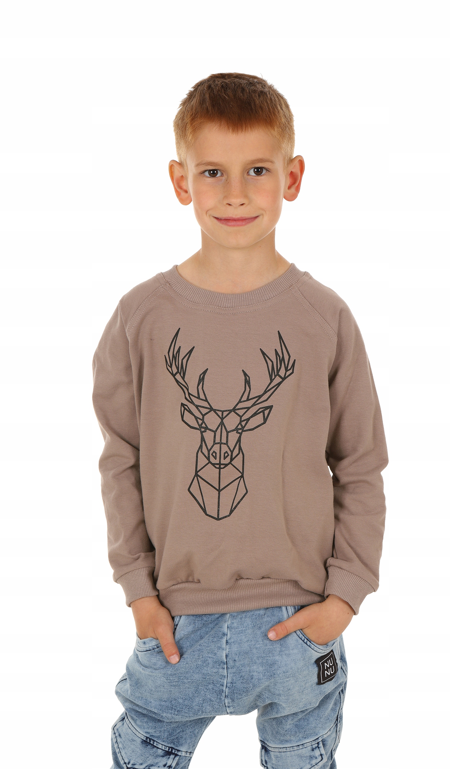 

Bluza z geometrycznym wzorem, Jeleń 128 Beż