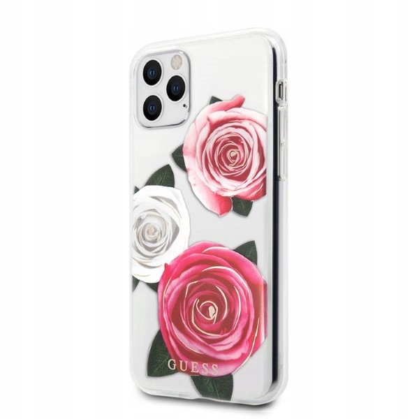 Guess Etui Hard Case Do Iphone 11 Pro Z Ochroną Transparentne Kwitnące Róże