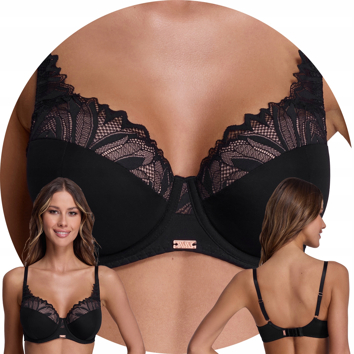 Ava 2107 Yasemin černá 70D Vyztužená podprsenka