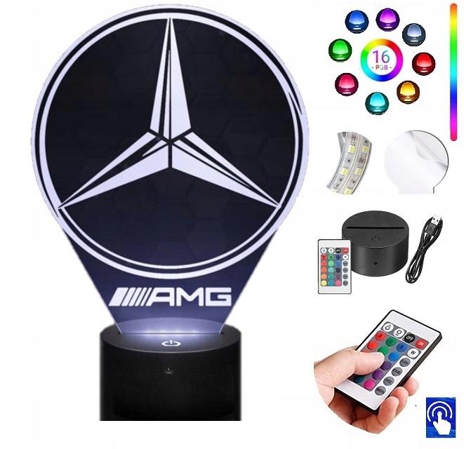 

Lampka na biurko Mercedes Logo 16 kol. Led Plexido