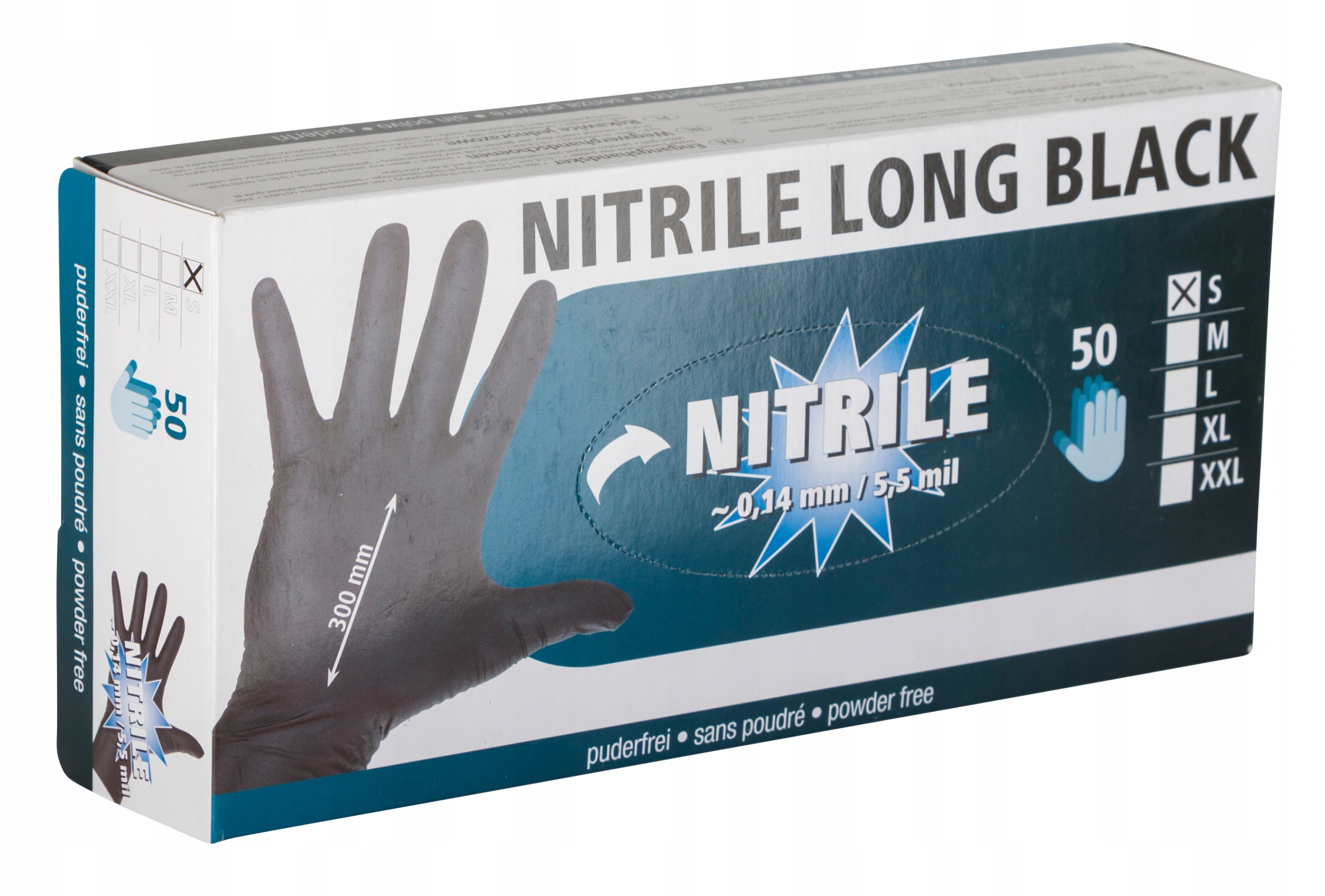 

Rękawice Nitrile Long Black, roz. L, czarne, 50 sz