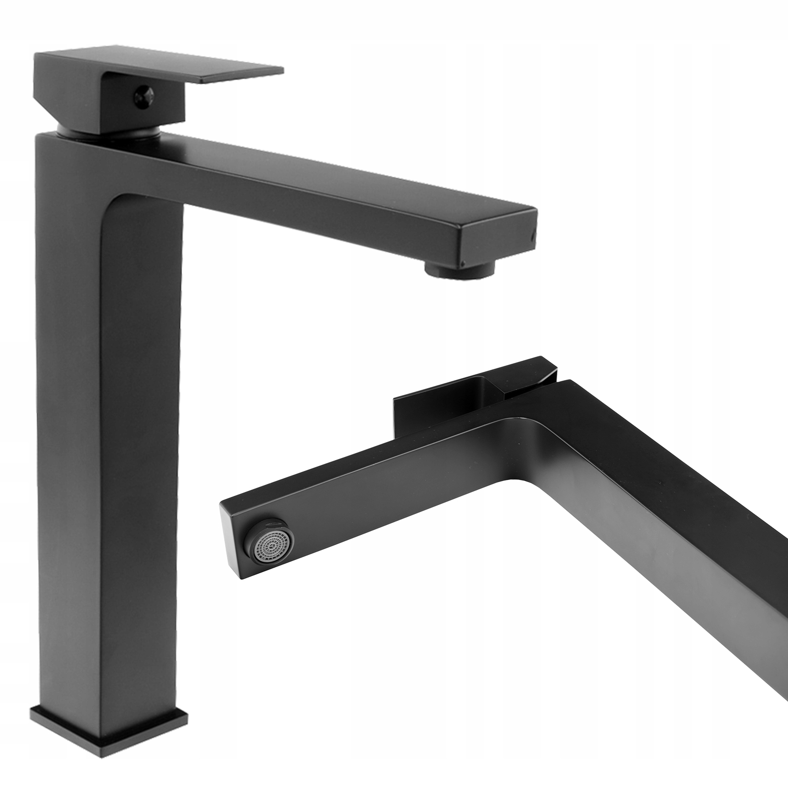 Vysoká Umývadlová Batéria Cube Čierna Kúpeľňová Jednoduchá