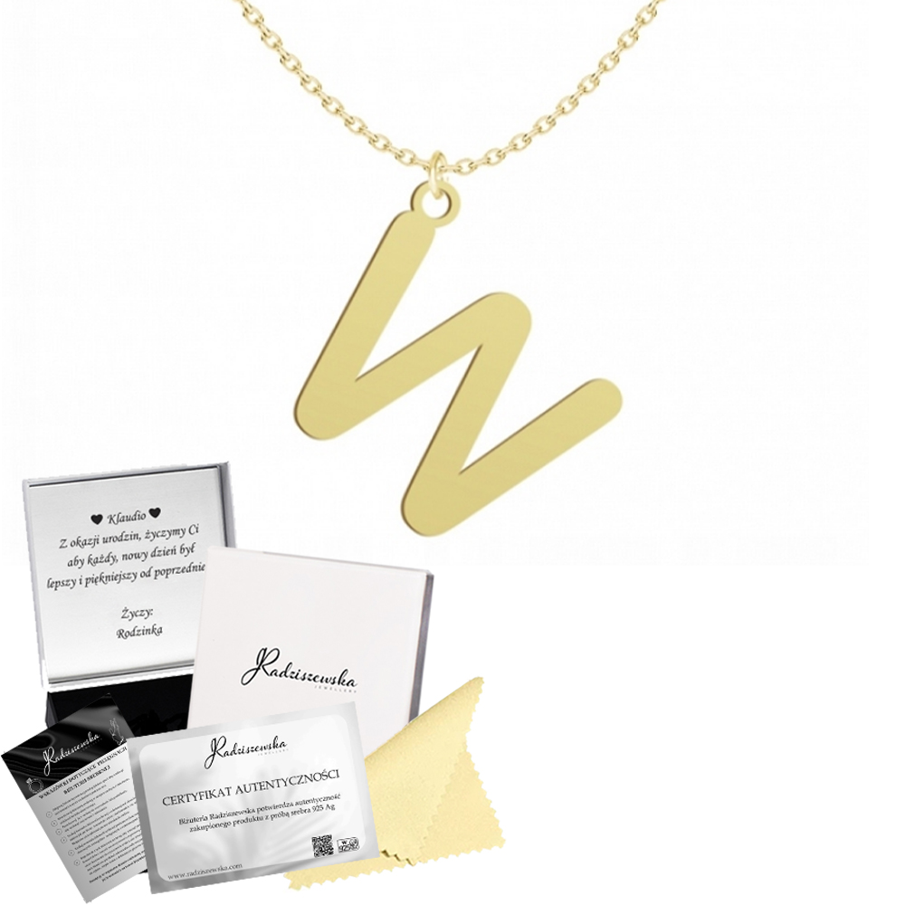 Zlatý náhrdelník s písmenem v Řetízek Dárek 925 Písmeno Dedikace Bonus