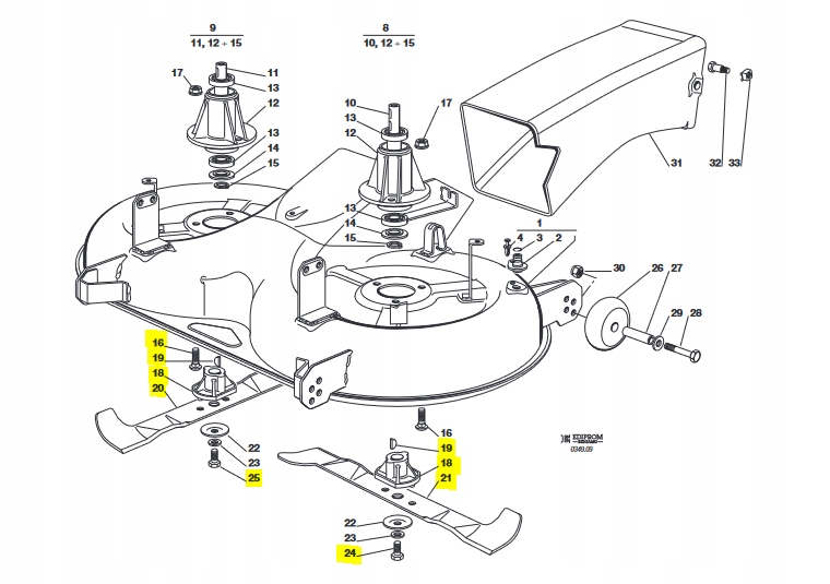 ZESTAW NOŻY CASTELGARDEN ISEKI SOLO HONDA VIKING JOHN DEERE ALPINA + PIASTY Kod producenta NÓŻ DO KOSIARKI