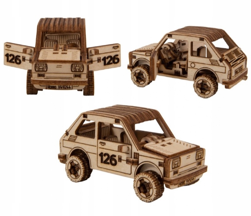 

Puzzle 3D Maluch Fiat 126P drewniany samochód auto
