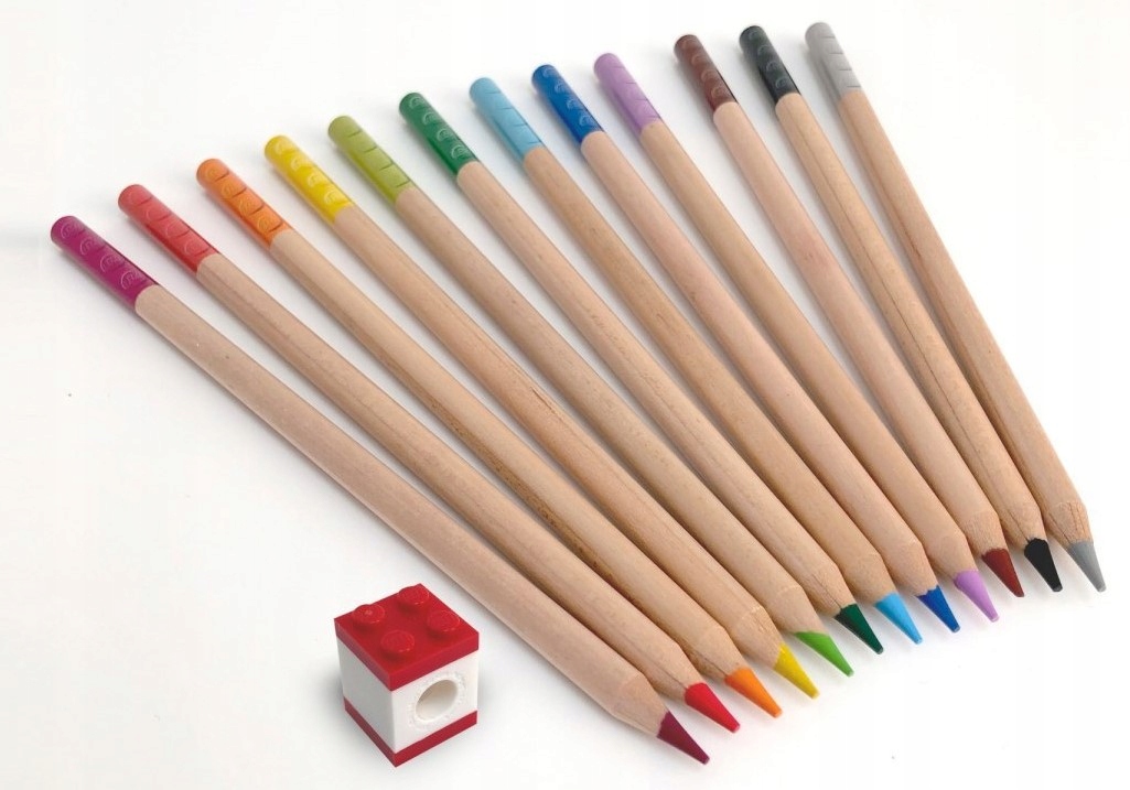 LEGO KREDKI ZESTAW KREDEK 12 RÓŻNYCH KOLORÓW + KLOCEK MOCUJĄCY Marka LEGO