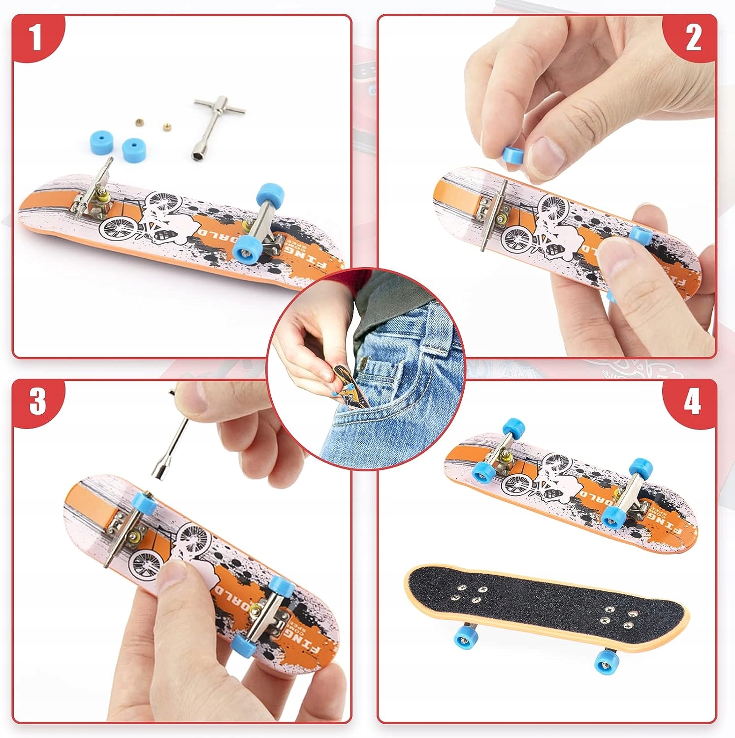 6 W 1 FINGERBOARD RAMPA ZESTAW SKATEPARK 6 DESKOROLKA Marka bez marki