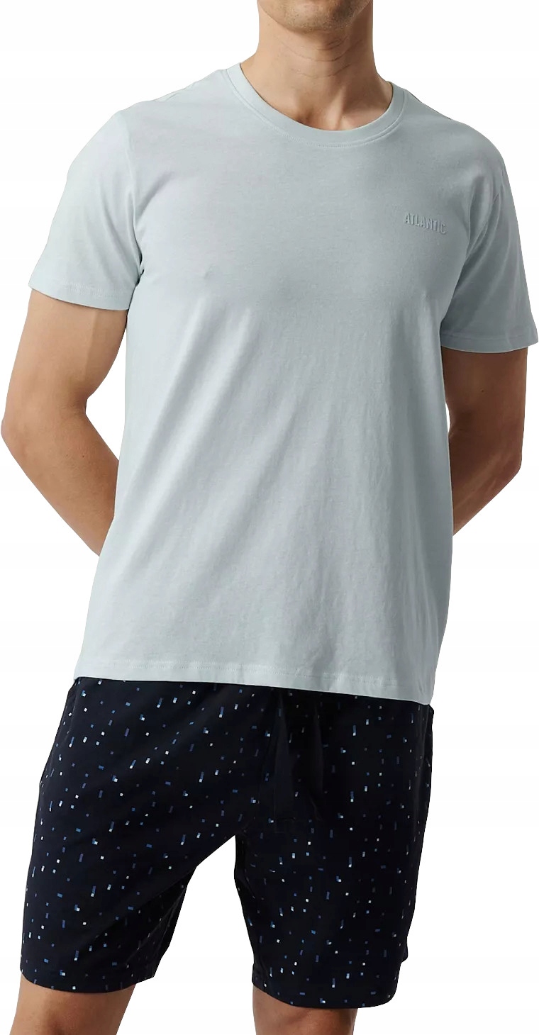 Pánské Pyžamo Atlantic NMP385 Krátký Rukáv Světlé Šortky Kraťasy Na Léto XXL