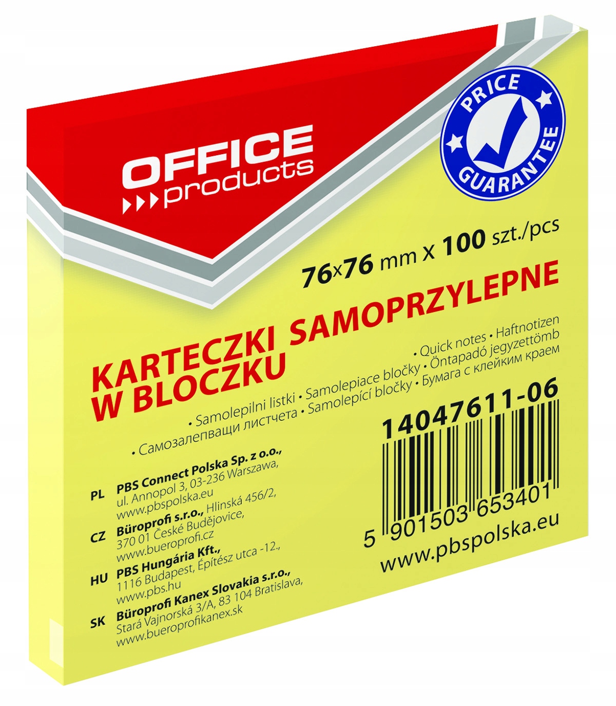 

Karteczki Eco 76x76mm 100k żółte