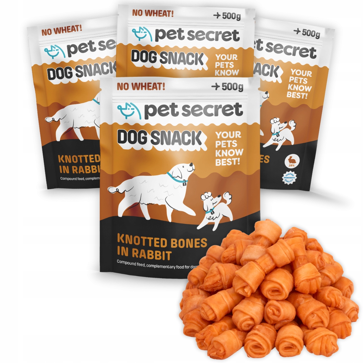 Psí pamlsek 4x500g Masové kostky v králíkovi Pet Secret Zalité králíkem