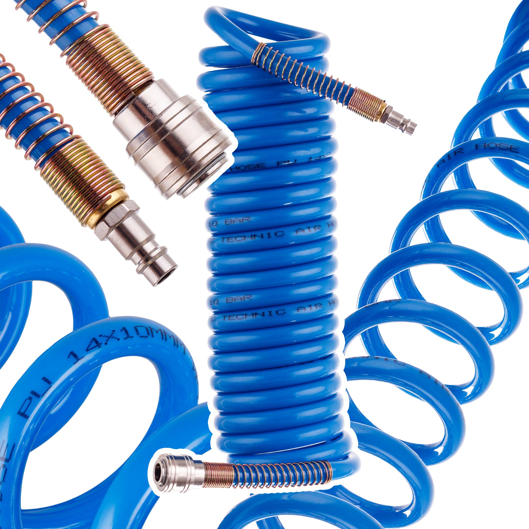 Wąż Spiralny Pneumatyczny 10mm 10x14mm 10m Kompresora Poliuretan Sprężarki