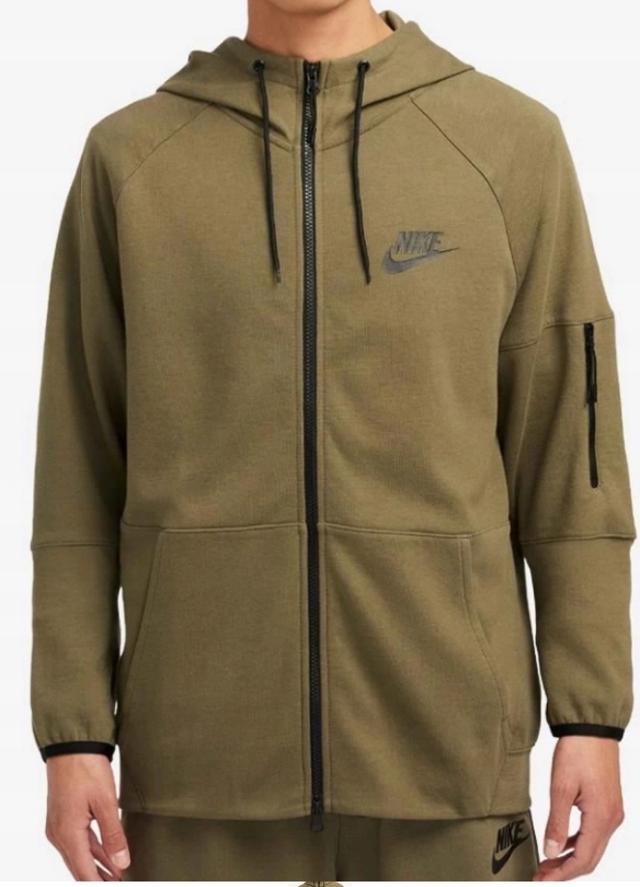 Sportovní Mikina pánská zelená rozepínací Nike DD5284-222 vel. M khaki
