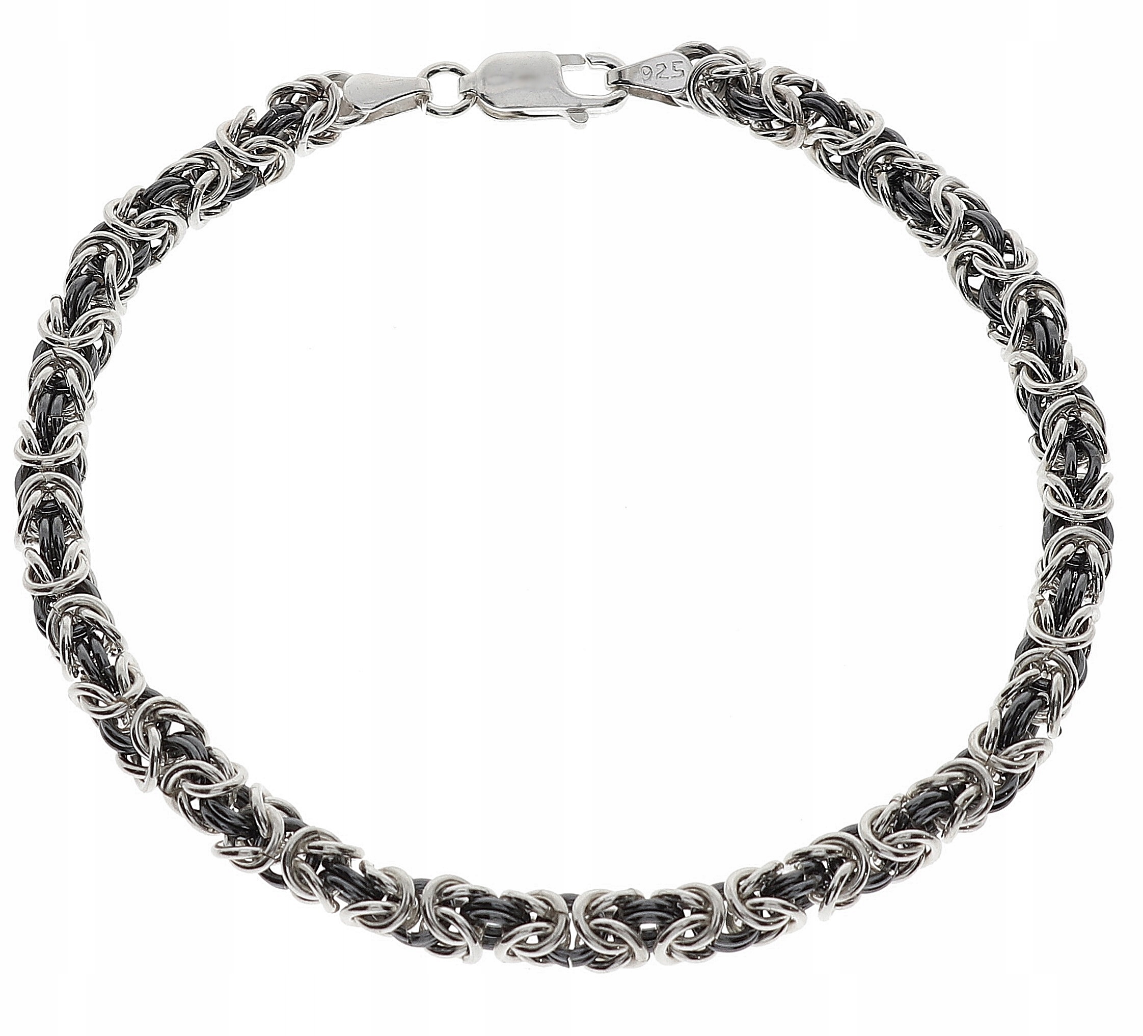 Bransoletka Srebrna Damska Oksydowana Splot Królewski 4,50 mm Grawer