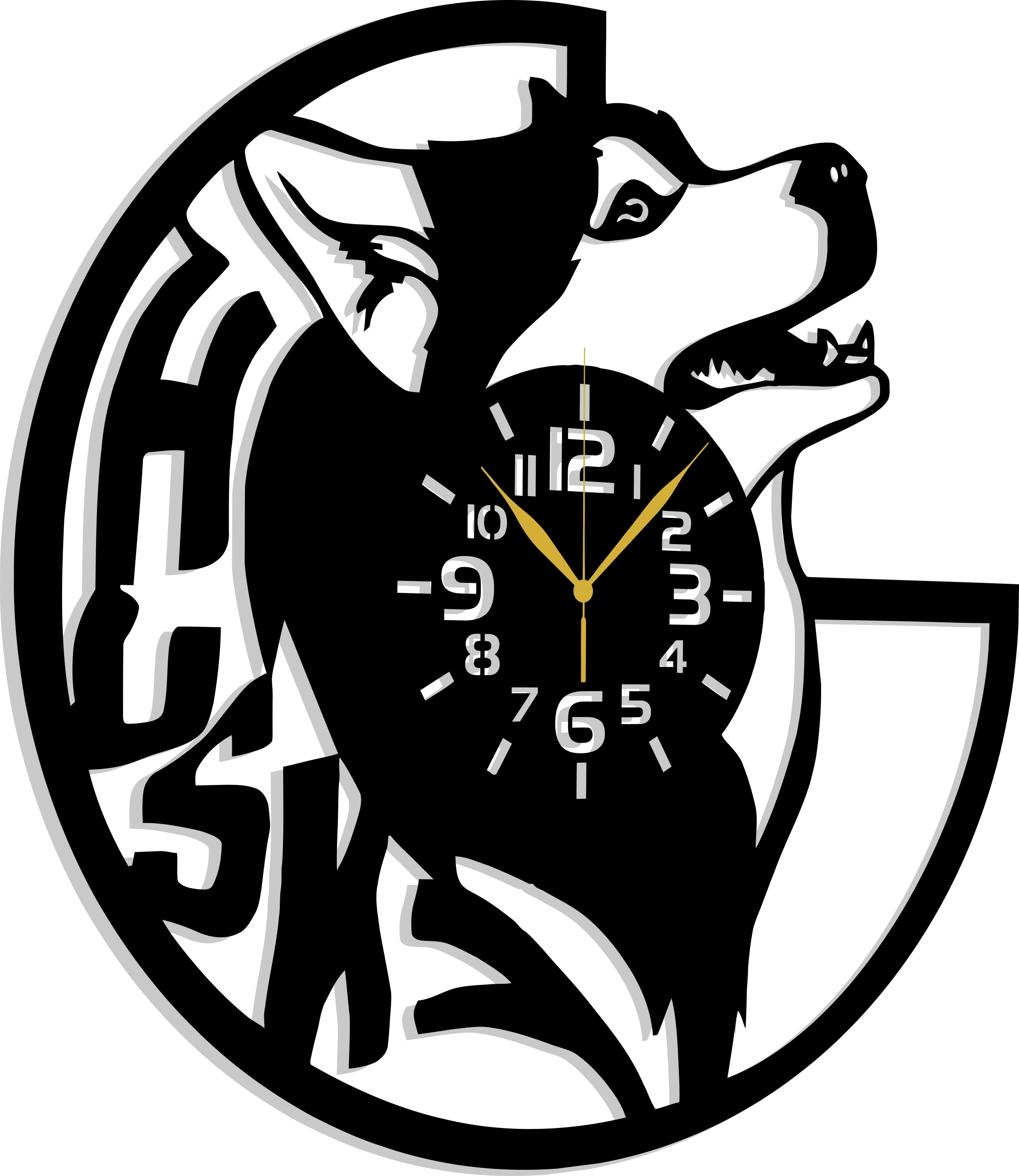 Hodiny Pes Husky Hasky Plemena Psů 70 CM 3D