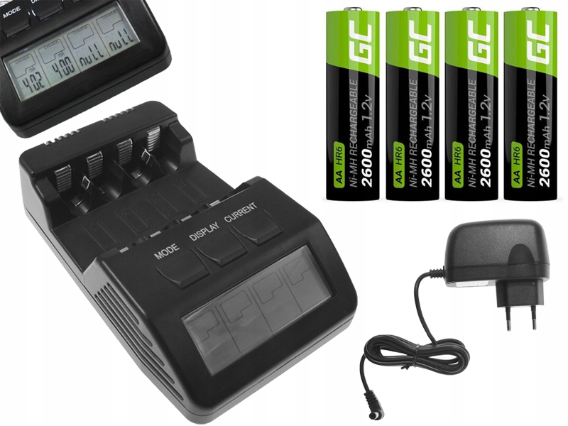 

Ładowarka 4x Akumulator Aa R6 Green Cell 2600mAh
