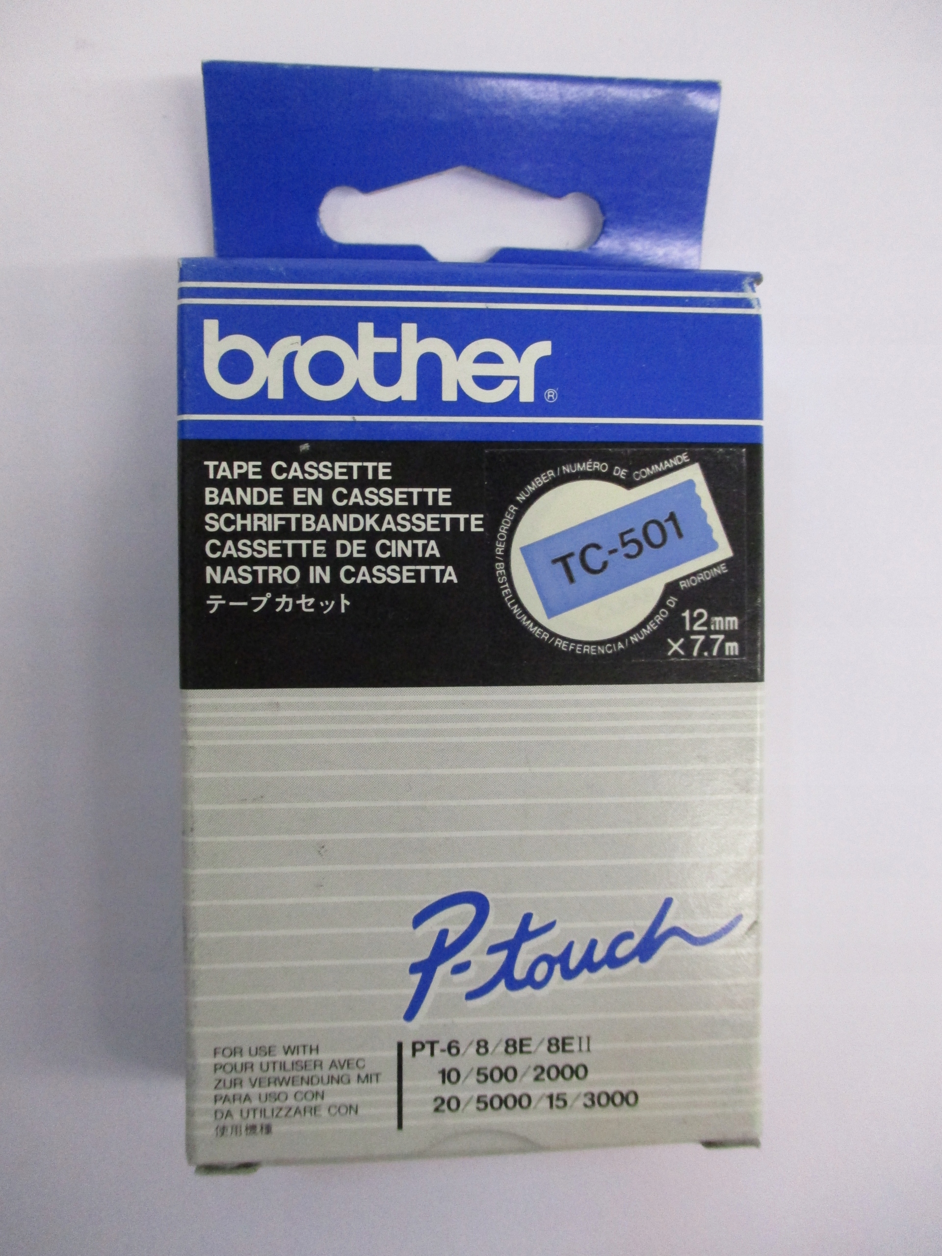 Taśma Brother TC-501 12mm BLACK ON BLUE TAPE