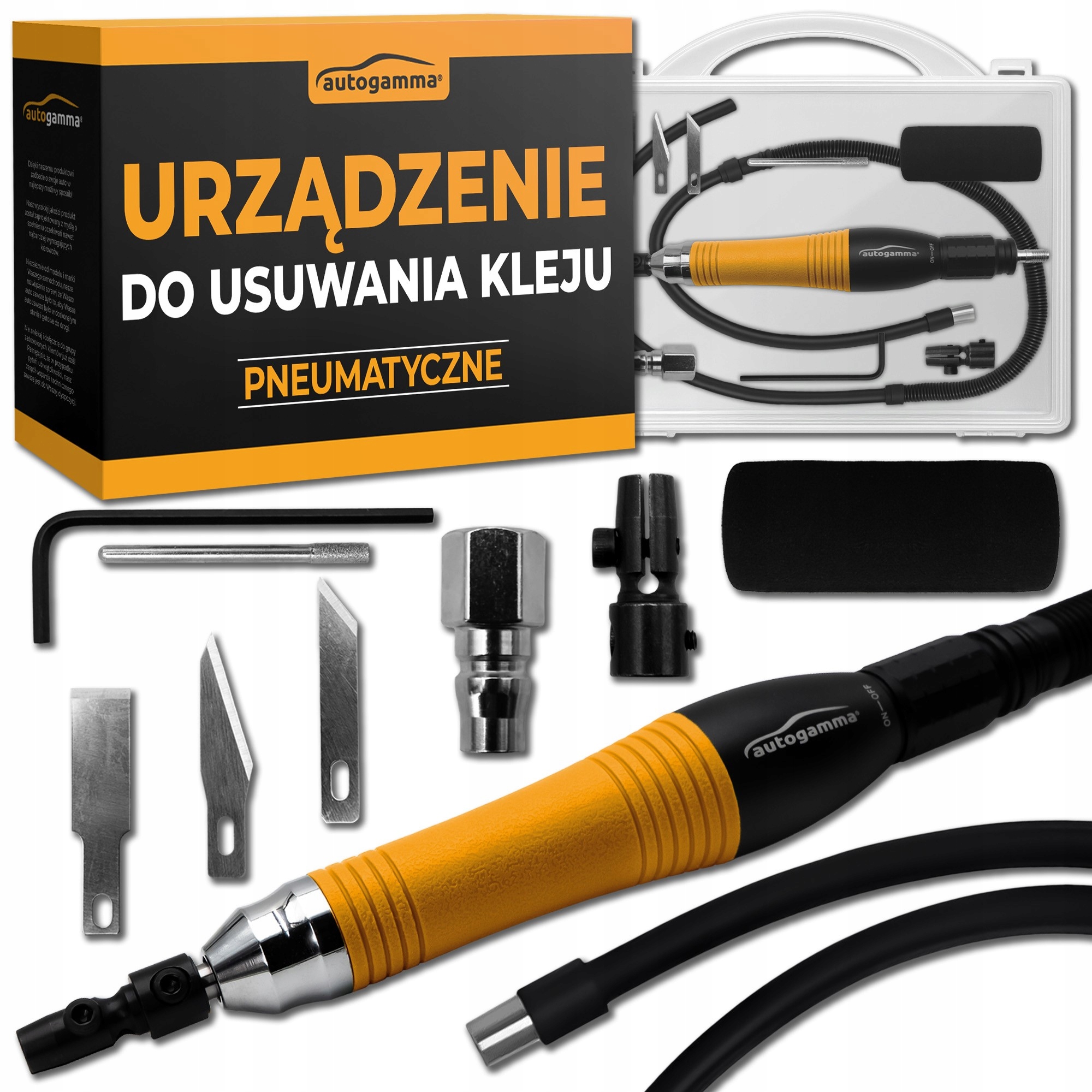 Pneumatické zařízení pro odstraňování tvrdého lepidla z světlometů automobilu