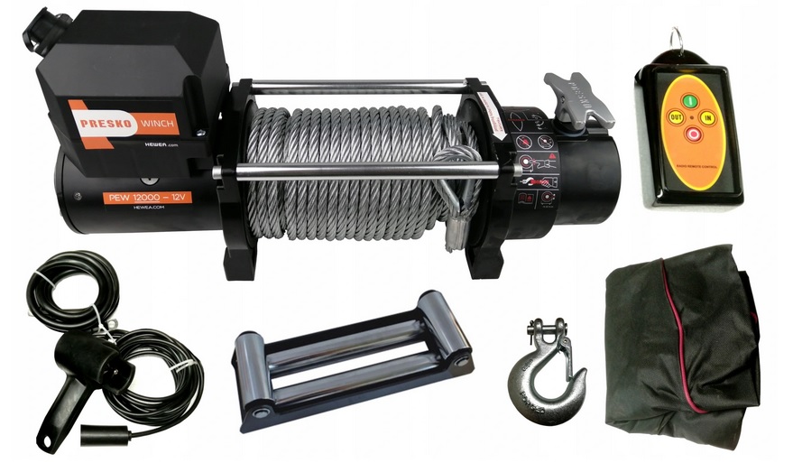 

Wyciągarka 12000LBS 12V 5,5T Presco 5450kg Laweta