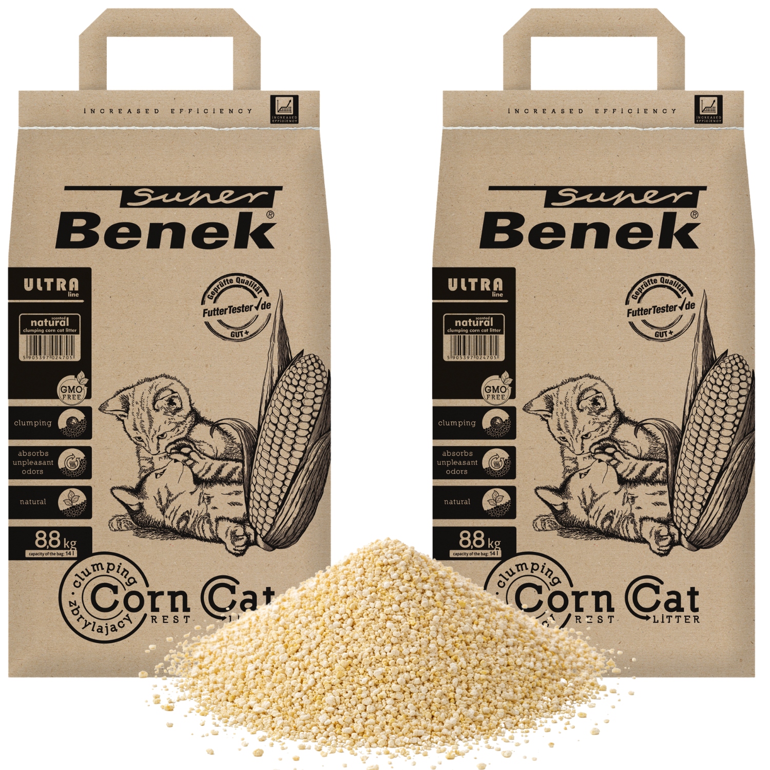 Żwirek Kukurydziany dla kota Benek Corn Cat Ultra 28L Drobny Corn Compact