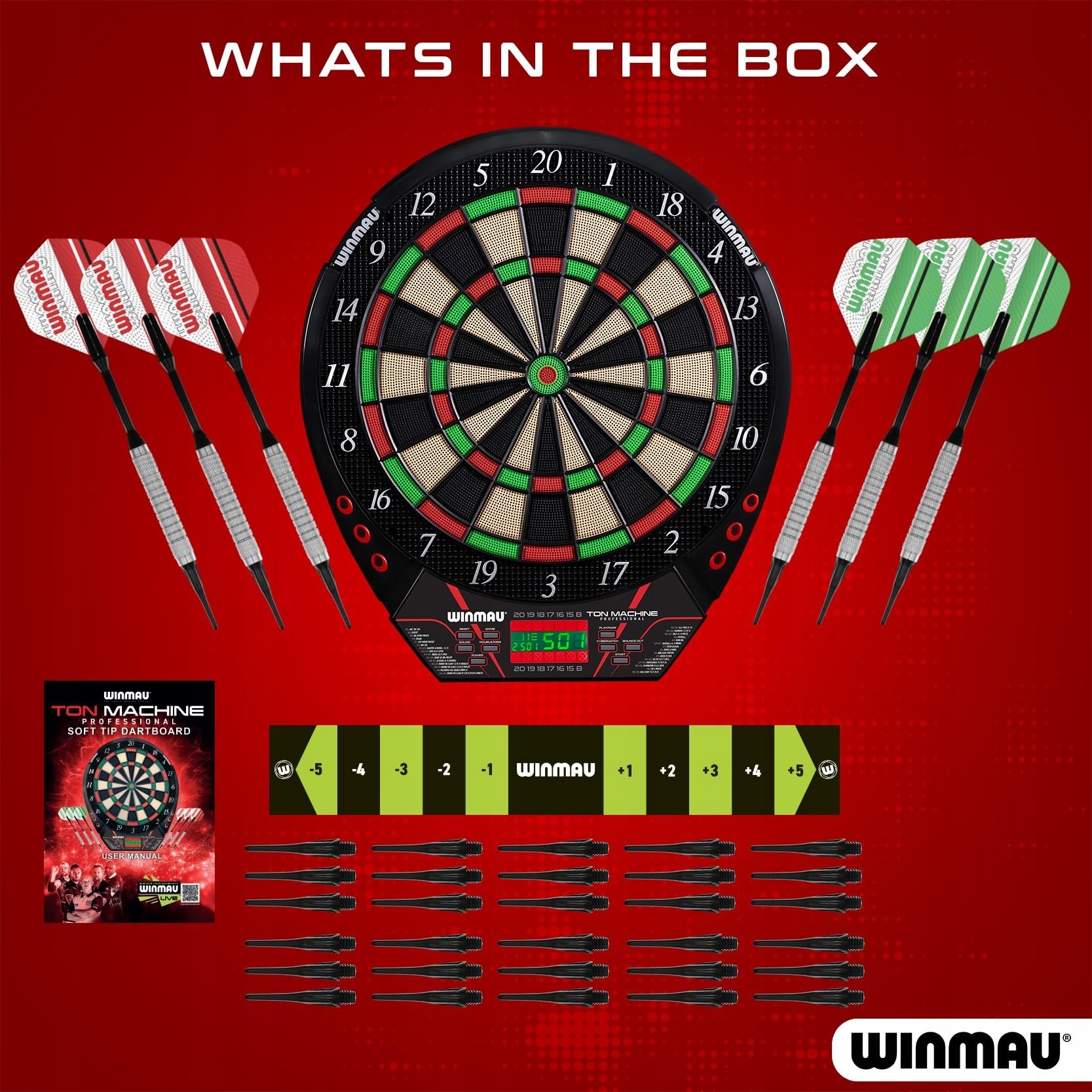 WINMAU Elektroniczna Tarcza Darts Soft Tip Zestaw 90+ Gier 8 Graczy — miniatura 2