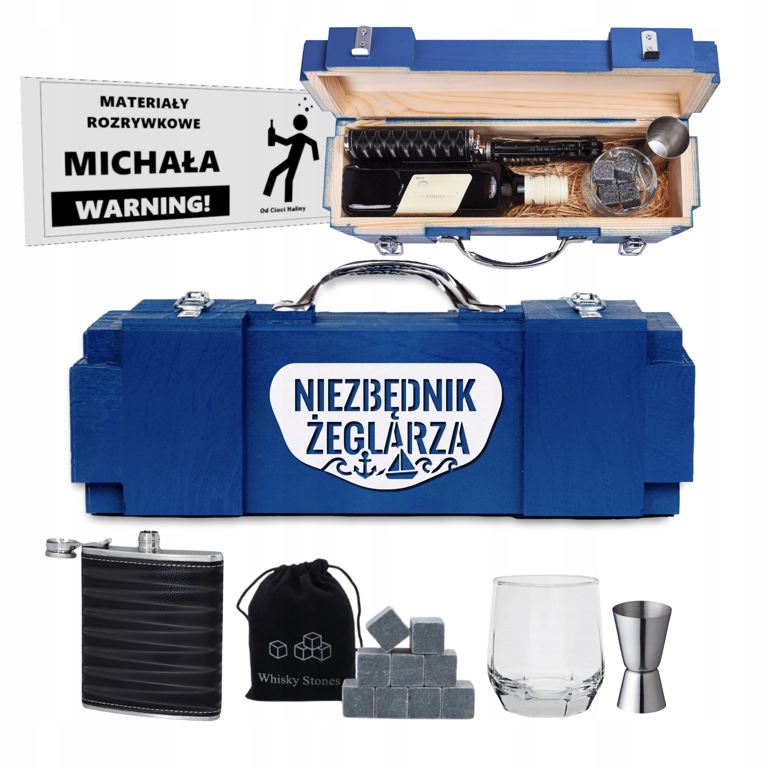 dárková sada Námořní box Alkohol Dřevo 30 40 50 60 let Masivní