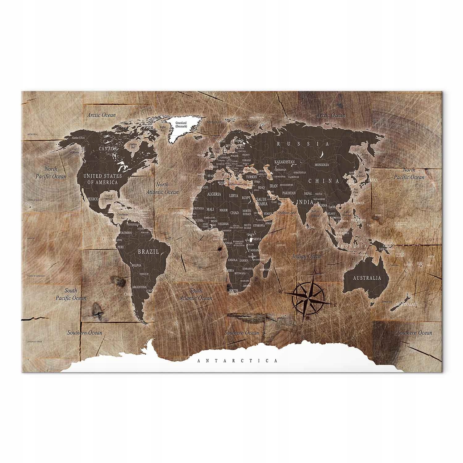 Obraz na plátně Mozaika Dřevo Faktura Mapa Svět 120x80 cm