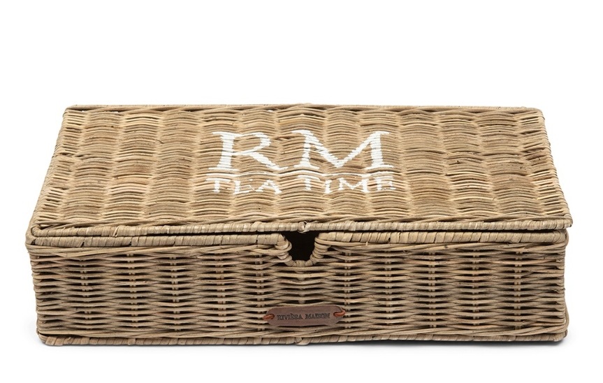 Ratanový koš s přihrádkami na čaj Rm