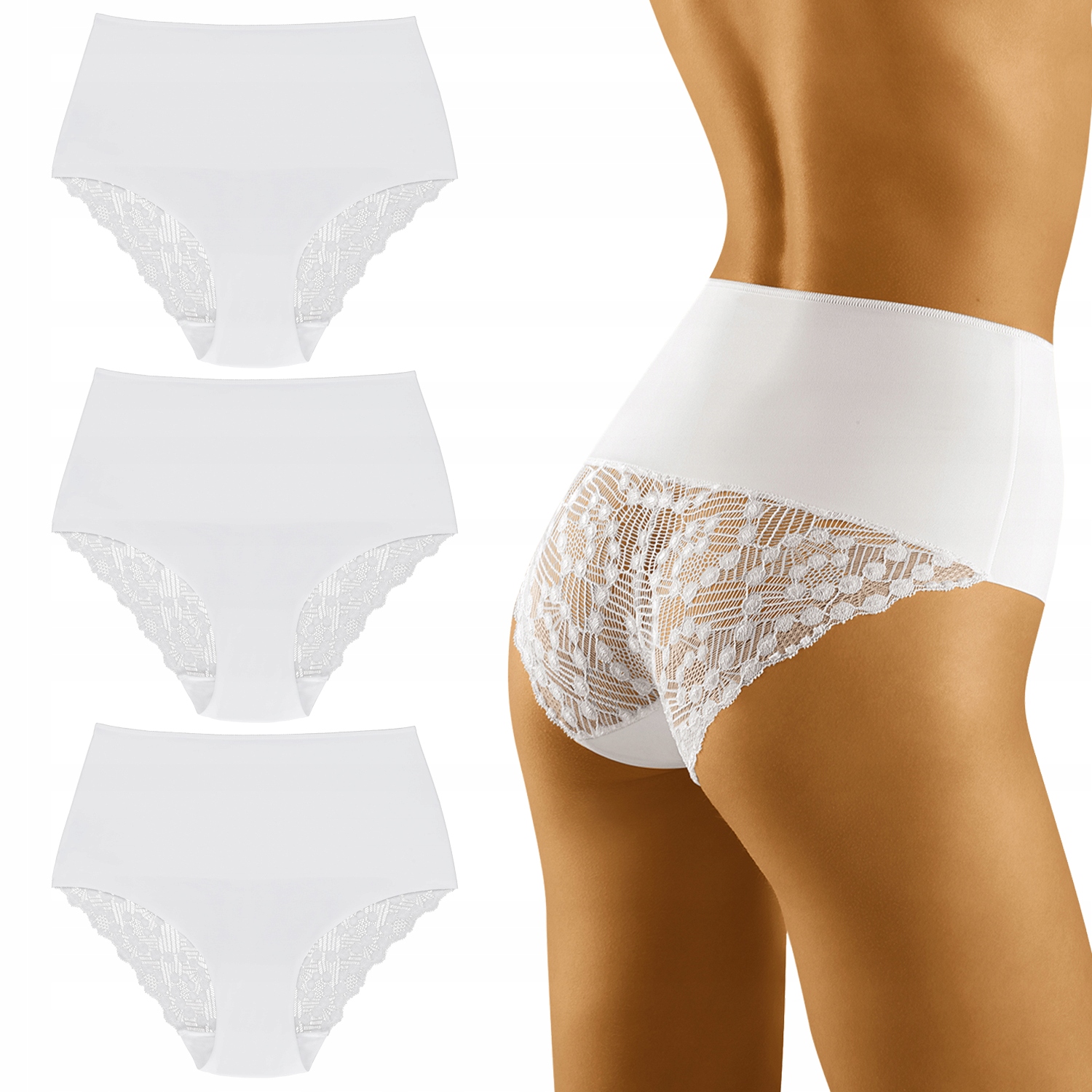 Wolbar Promessa 3-balení Kalhotky Kalhotky Korekční bílá XL