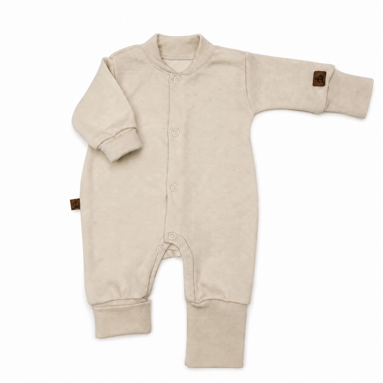 Pajac niemowlęcy 100% wełna Merino rosnący z dzieckiem 56/62 Almond beżowy