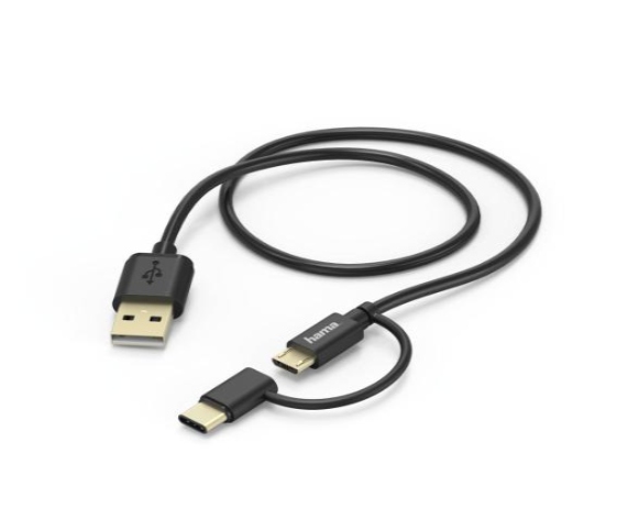 Kabel Hama mikro USB 2w1 z adapterem USB Type-C 1 m