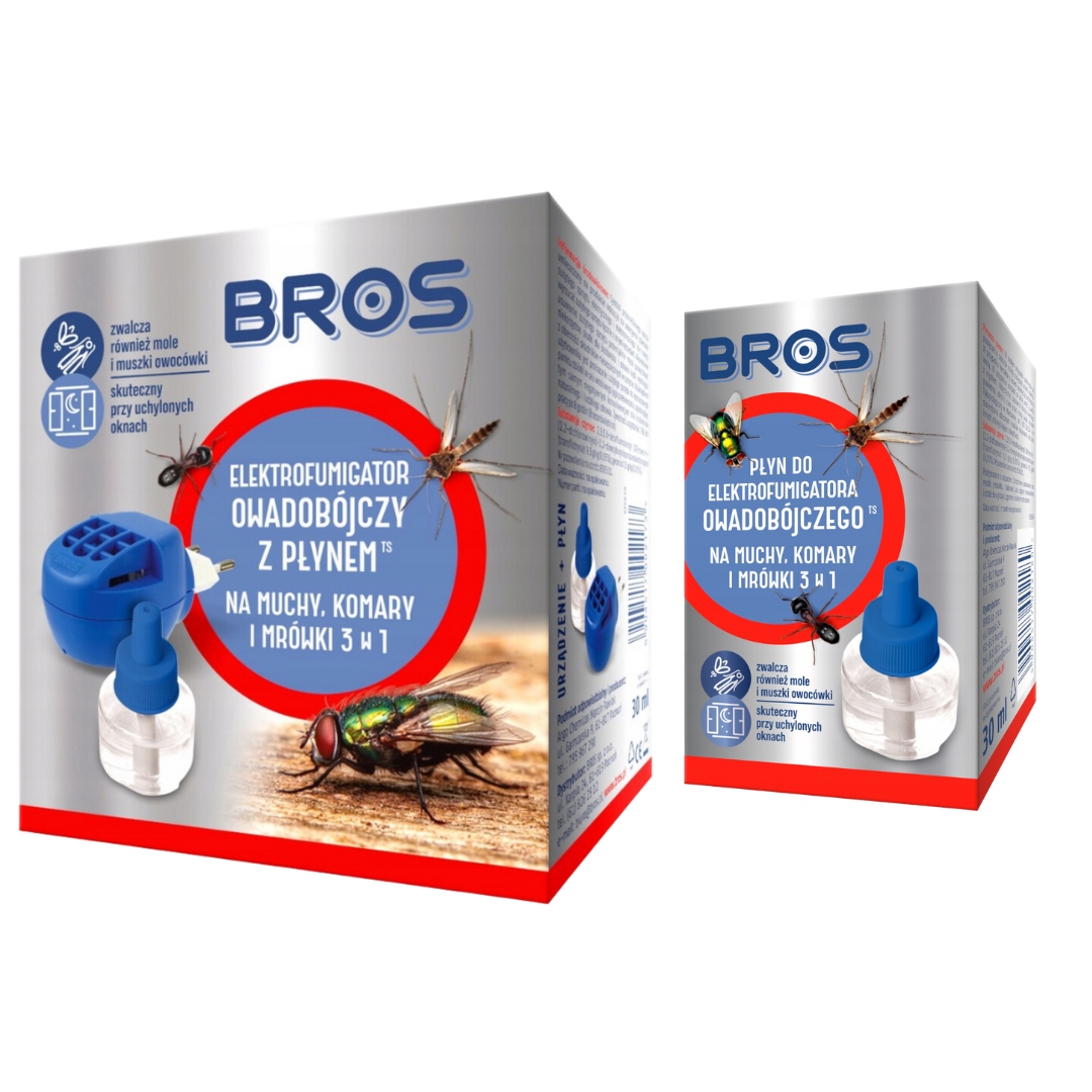 BROS ELEKTRO + 2x ZAPAS MUCHY KOMARY I MRÓWKI 3W1