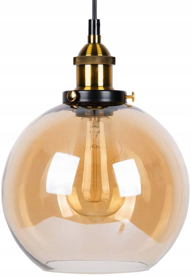 Lampa wisząca szklana duża kula Amber