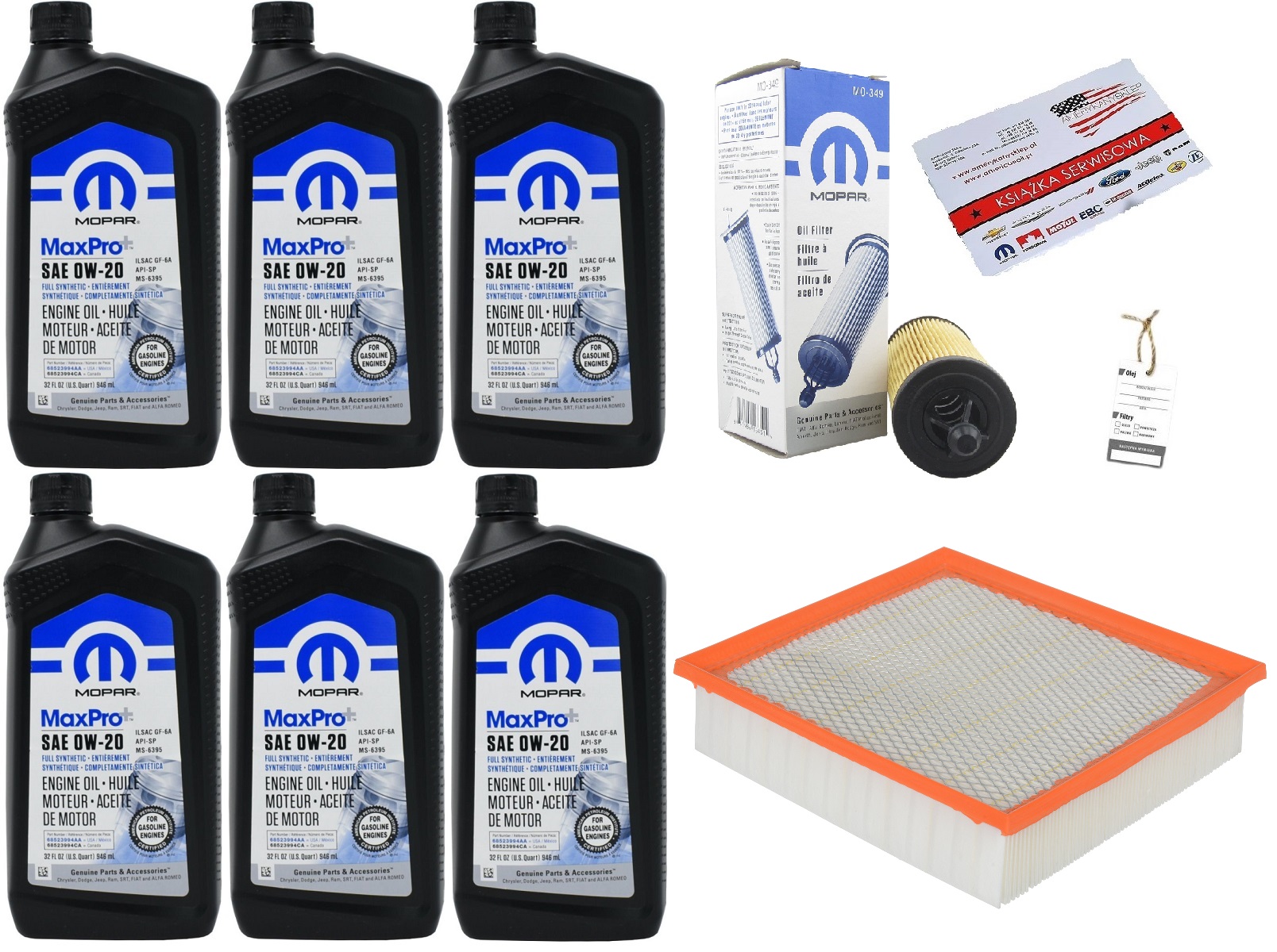MOPAR 0W20 6L + FILTY JEEP 3,6 16-20 + GRATISY