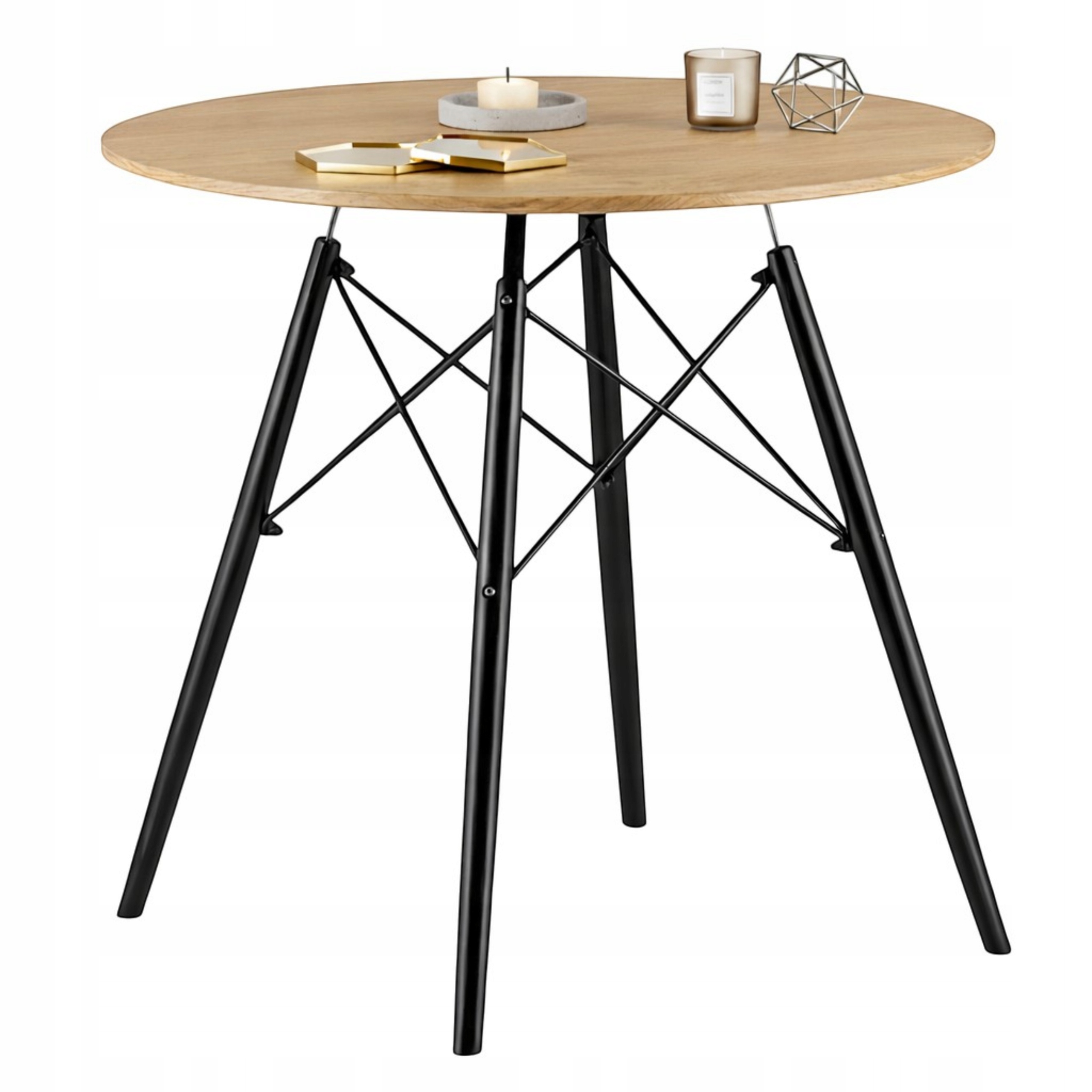 Stół Okrągły Jadalniany Stolik Loft Skandynawski 80cm do Domu Kuchni Salonu