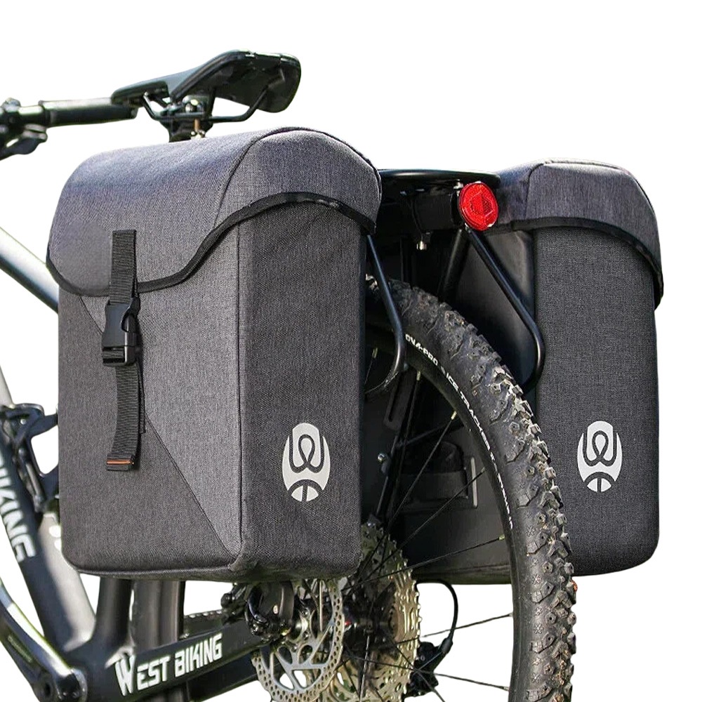 Cyklistické Brašny Šedé Na Nosič 35L Voděodolné, Dvojitá Brašna Brašna
